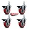 Service Caster 4'' Red Poly Wheel Swivel 3/4'' Square Stem Caster Set with Brake, 4PK SCC-SQ20S414-PPUB-RED-PLB-34-4 - alternate 2